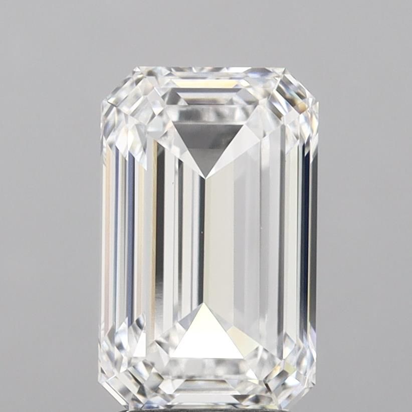 3.01 Carat Emerald Lab Diamond with  Cut Diamond in 14KT  view 1

