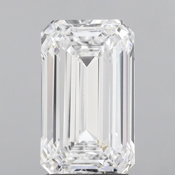 3.0 Carat Emerald Lab Diamond with  Cut Diamond in 14KT  view 1
