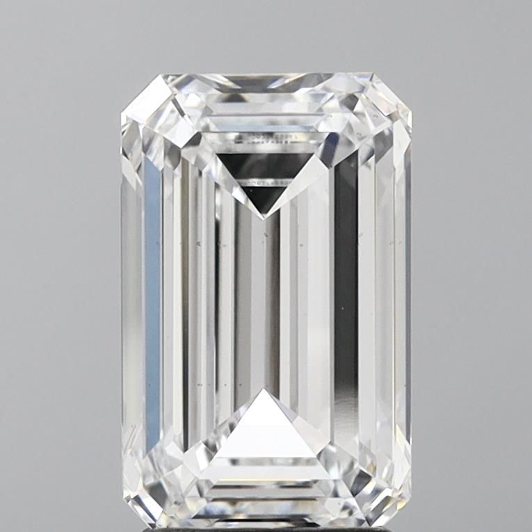 3.01 Carat Emerald Lab Diamond with  Cut Diamond in 14KT  view 1
