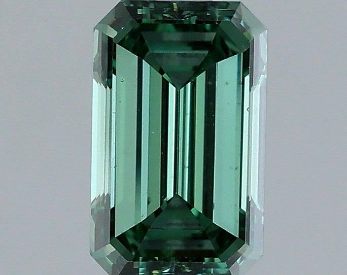 1.5 Carat Emerald Lab Diamond with  Cut Diamond in 14KT  view 1
