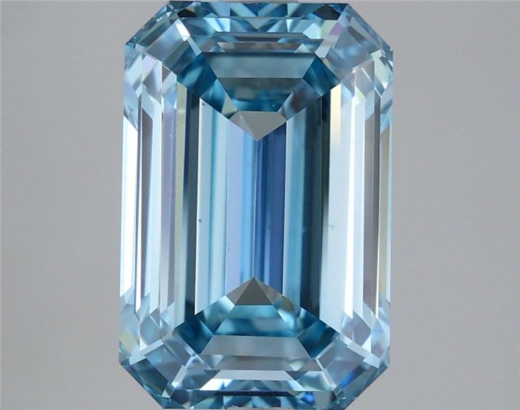 5.09 Carat Emerald Lab Diamond with  Cut Diamond in 14KT  view 1
