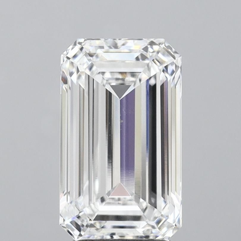 3.02 Carat Emerald Lab Diamond with  Cut Diamond in 14KT  view 1
