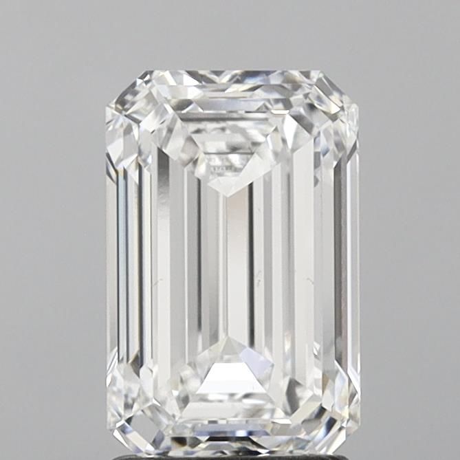 2.51 Carat Emerald Lab Diamond with  Cut Diamond in 14KT  view 1
