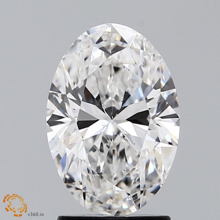 2.0 Carat Oval Lab Diamond with  Cut Diamond in 14KT  view 1
