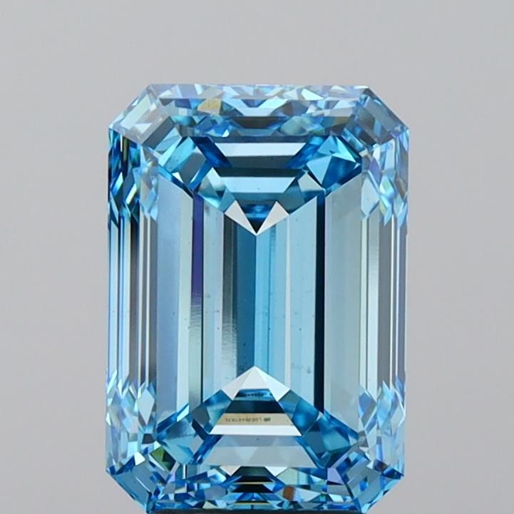 5.06 Carat Emerald Lab Diamond with  Cut Diamond in 14KT  view 1
