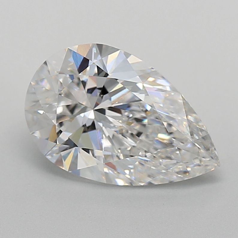 3.01 Carat Pear Lab Diamond with  Cut Diamond in 14KT  view 1
