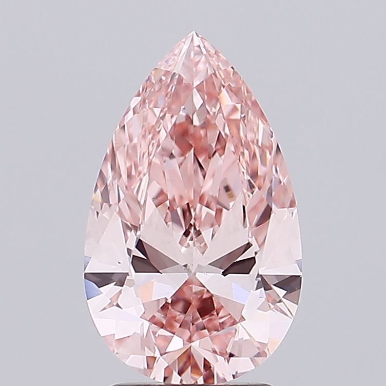 2.52 Carat Pear Lab Diamond with  Cut Diamond in 14KT  view 1
