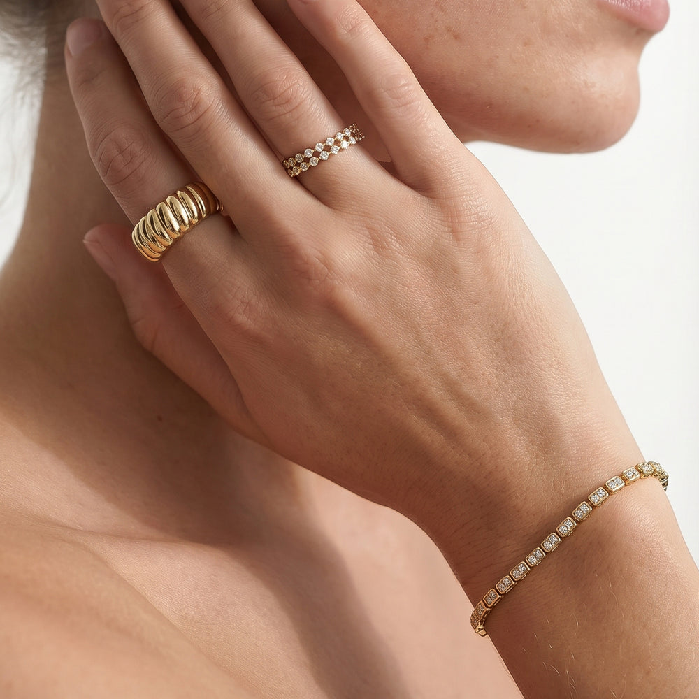The Perry Tennis Bracelet with Lab Cut Diamond in 14KT 18K Yellow Gold Vermeil view 5
