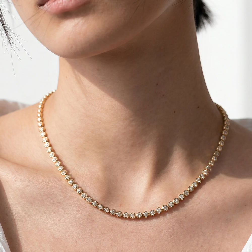 The Chloe Tennis Necklace with 18K Yellow Gold Vermeil / Lab / 5/8 Cut Diamond in 14KT 18K Yellow Gold Vermeil / Lab / 5/8 view 2
