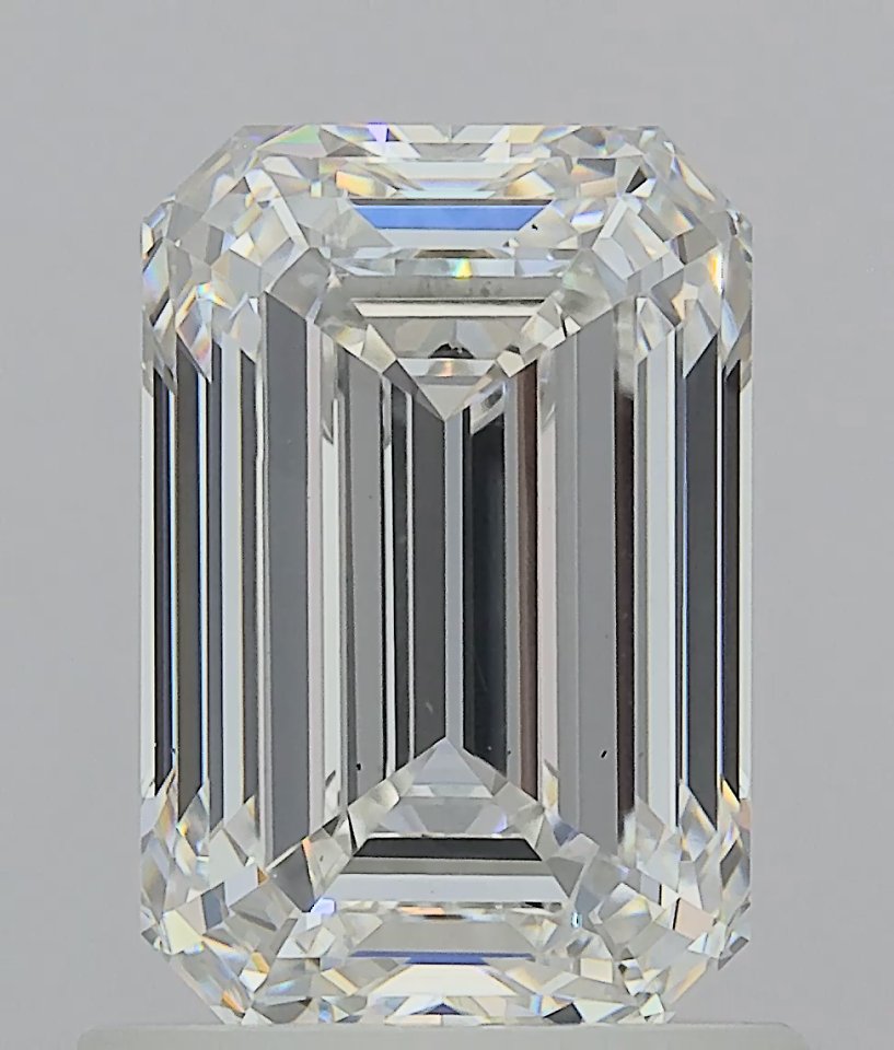 1.49 Carat Emerald Lab Diamond with  Cut Diamond in 14KT  view 1
