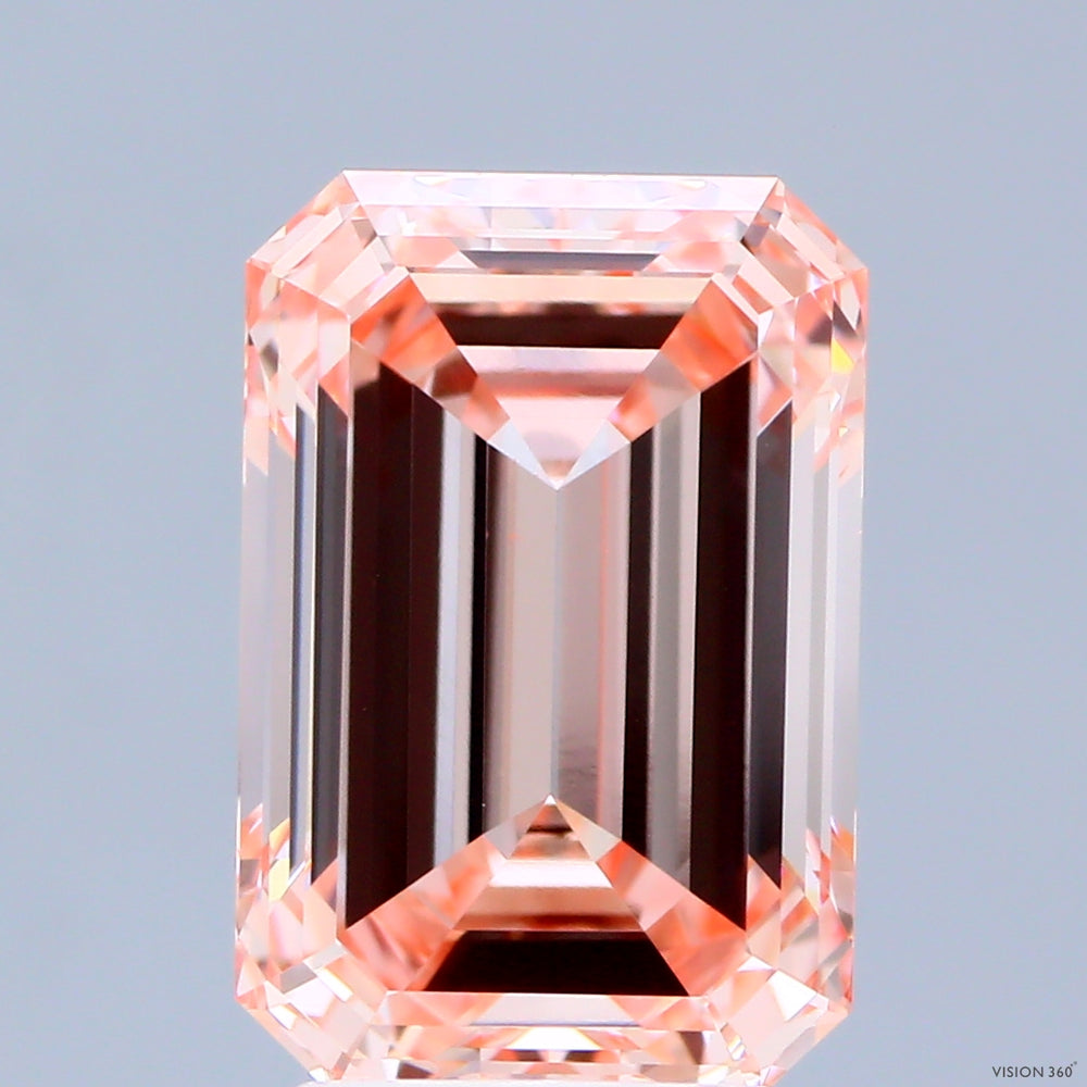 4.08 Carat Emerald Lab Diamond with  Cut Diamond in 14KT  view 1
