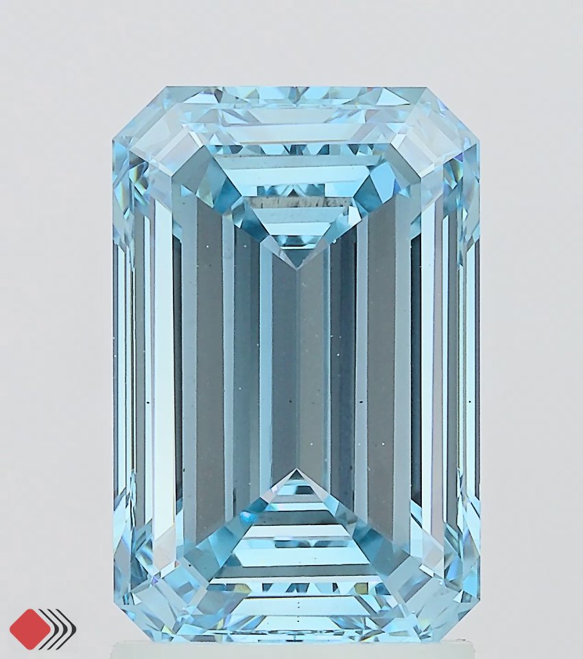 2.51 Carat Emerald Lab Diamond with  Cut Diamond in 14KT  view 1

