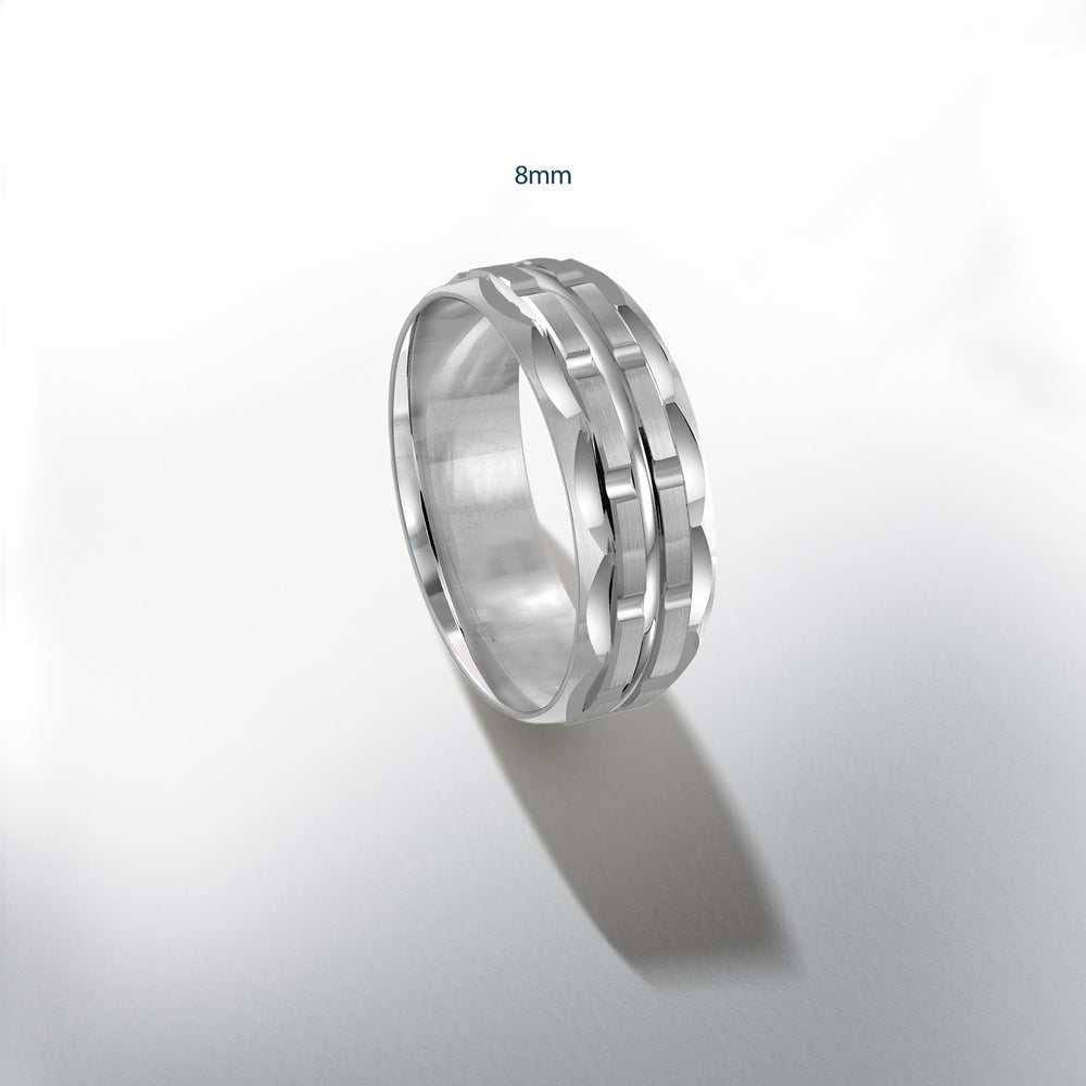 Scalloped Block Men's Band with 18KT Rose Gold / 8 Cut Diamond in 14KT Rose Gold / 8 view 4
