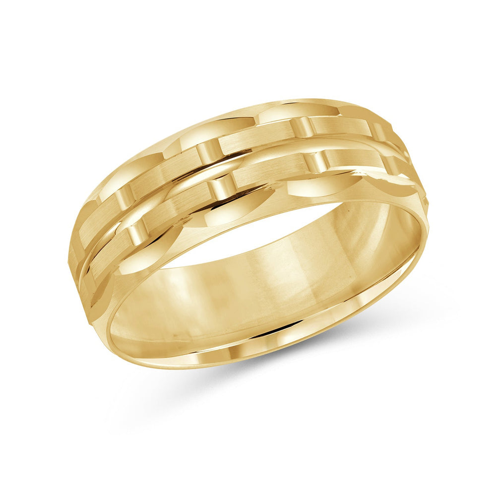 Scalloped Block Men's Band with 18KT Yellow Gold / 8 Cut Diamond in 14KT Yellow Gold / 8 view 2

