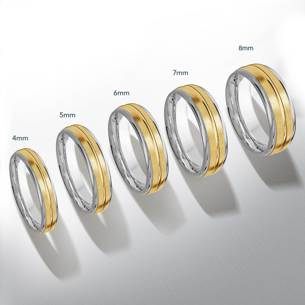 Two Tone Rounded Edge Men's Band with 18KT Rose & White Gold / 8 Cut Diamond in 14KT Rose & White Gold / 8 view 4
