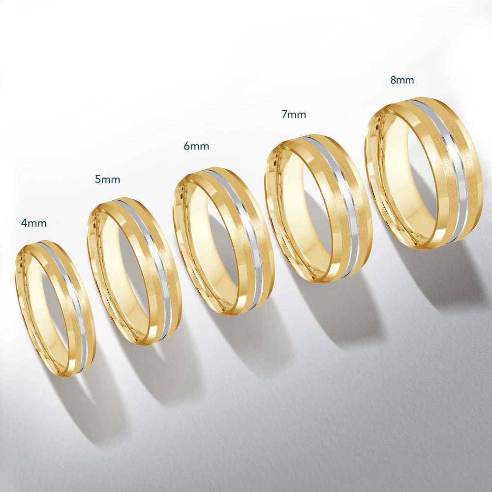 Two Tone Beveled Edge Men's Band with 18KT Rose & White Gold / 8 Cut Diamond in 14KT Rose & White Gold / 8 view 4
