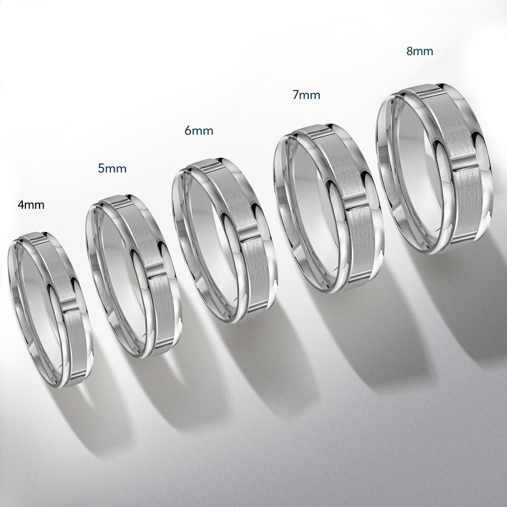 Two Tone Horizon Channel Men's Band with 18KT Rose & White Gold / 8 Cut Diamond in 14KT Rose & White Gold / 8 view 4
