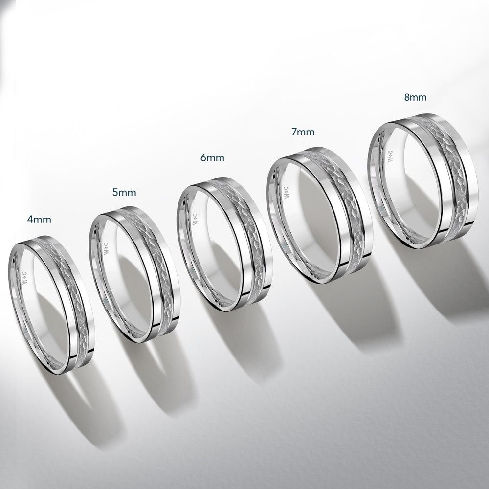 Two Tone Hammered Horizon Men's Band with 18KT Rose & White Gold / 8 Cut Diamond in 14KT Rose & White Gold / 8 view 4
