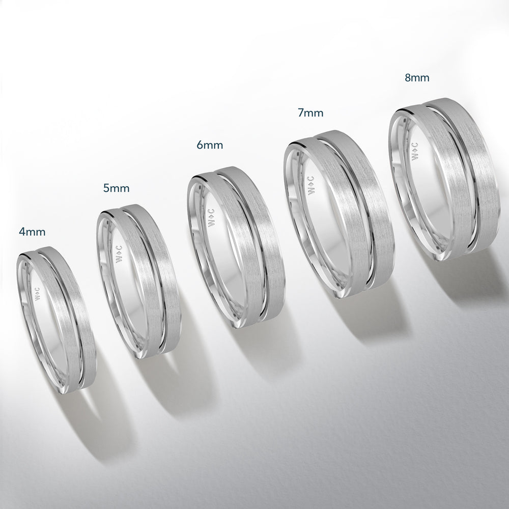 Two Tone Grooved Side Men's Band with 18KT Rose & White Gold / 8 Cut Diamond in 14KT Rose & White Gold / 8 view 4
