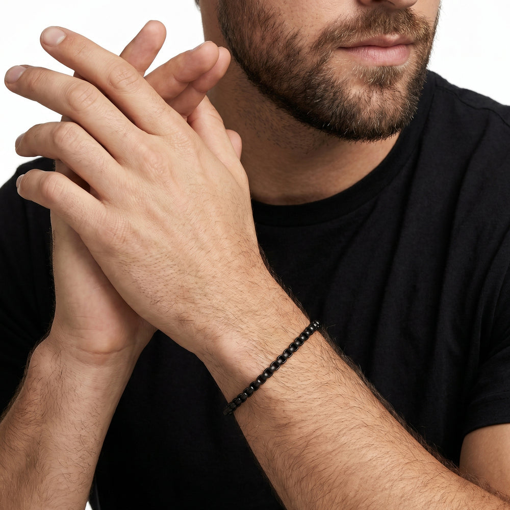 The Apex Chain Bracelet with Black Titanium Cut Diamond in 14KT Black Titanium view 2
