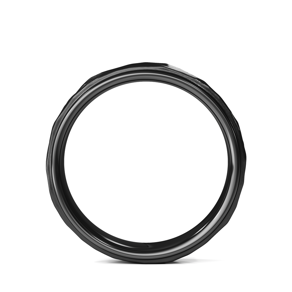 The Ridge Men's Band with Black Titanium / 10 Cut Diamond in 14KT Black Titanium / 10 view 4
