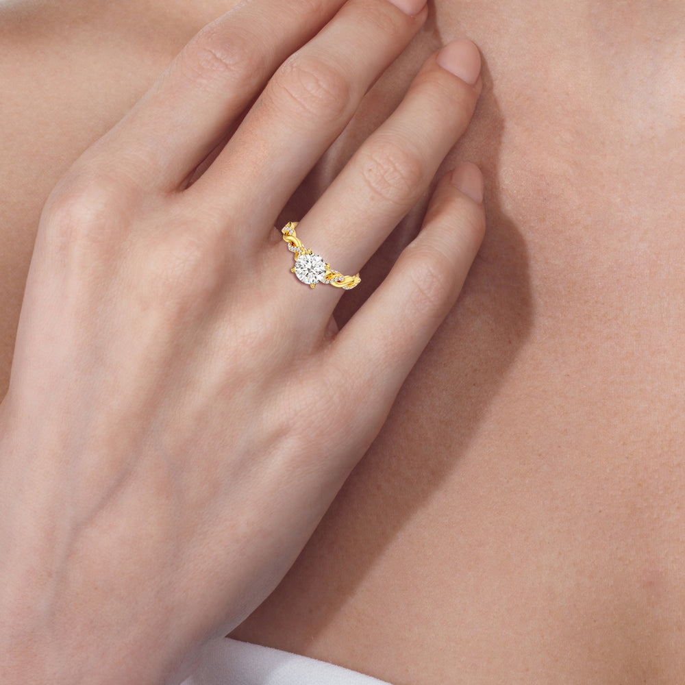 Model Wearing Glamour Twisted Diamond Engagement Ring view