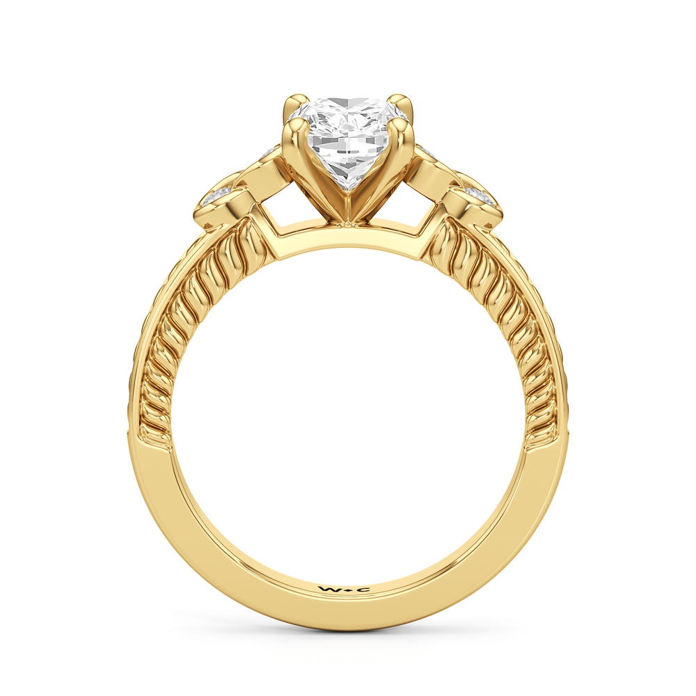 Vintage Celtic Heart Engagement Ring with Elongated Cushion Cut Diamond in 14KT Yellow Gold view 2
