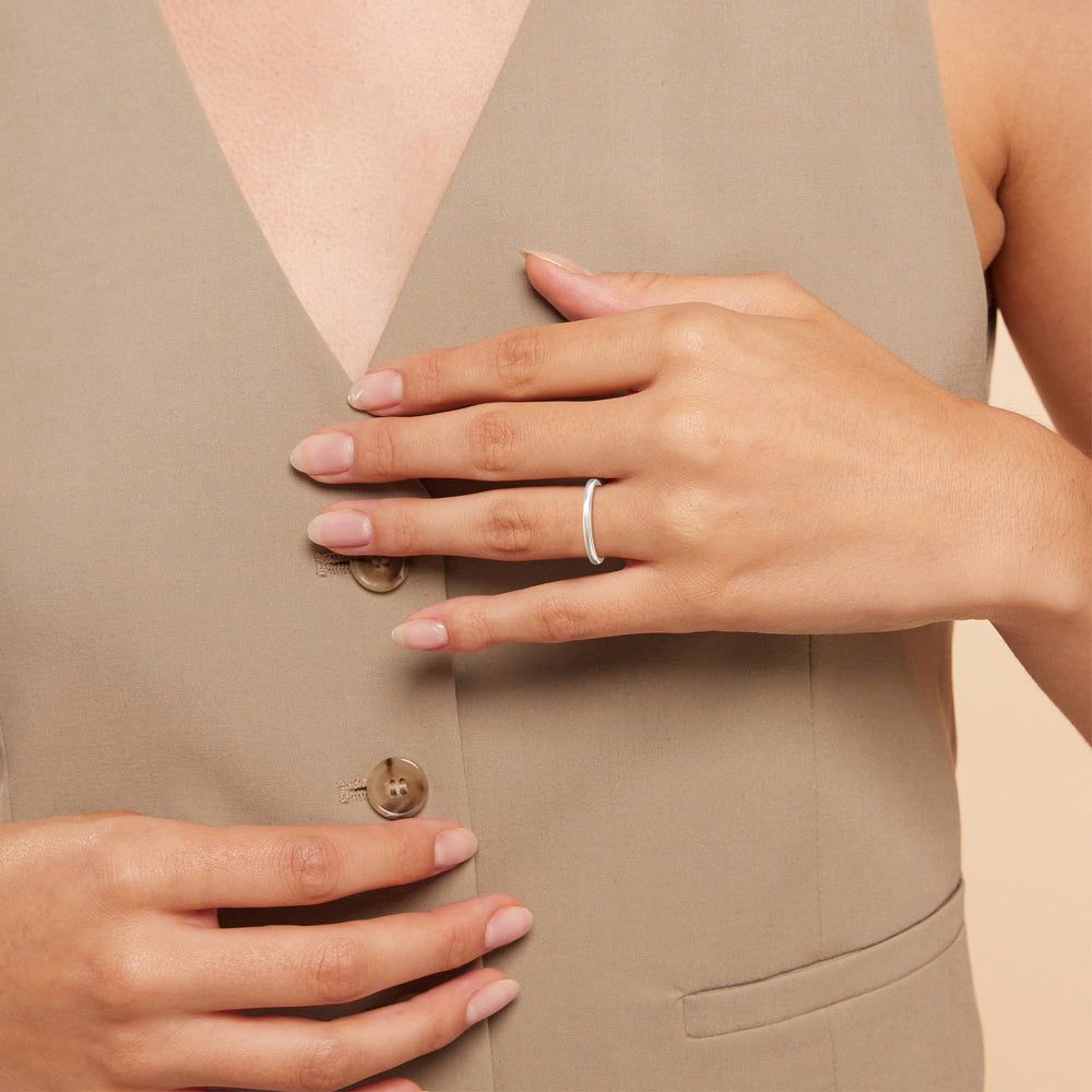 Model Wearing Petite Matching Wedding Band Size 6.5 view