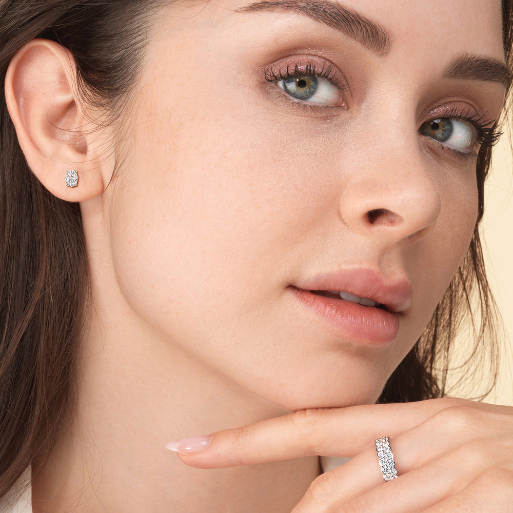 Classic Oval Diamond Stud Earrings (F/G VS+) with 14KT Rose Gold / Lab / 1 1/2 Cut Diamond in 14KT Rose Gold / Lab / 1 1/2 view 3
