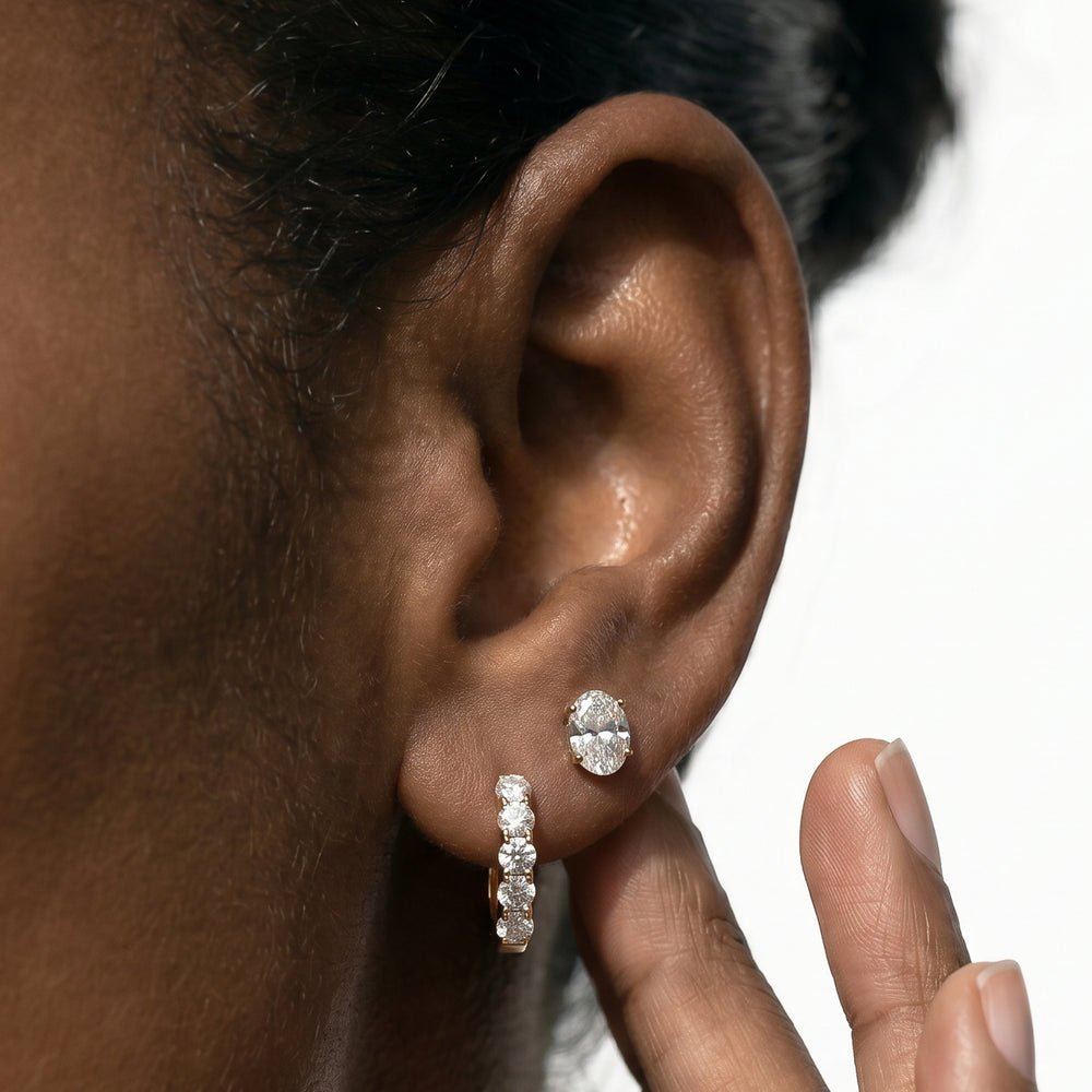 Classic Oval Diamond Stud Earrings (F/G VS+) with 14KT White Gold / Lab / 1 1/2 Cut Diamond in 14KT White Gold / Lab / 1 1/2 view 3
