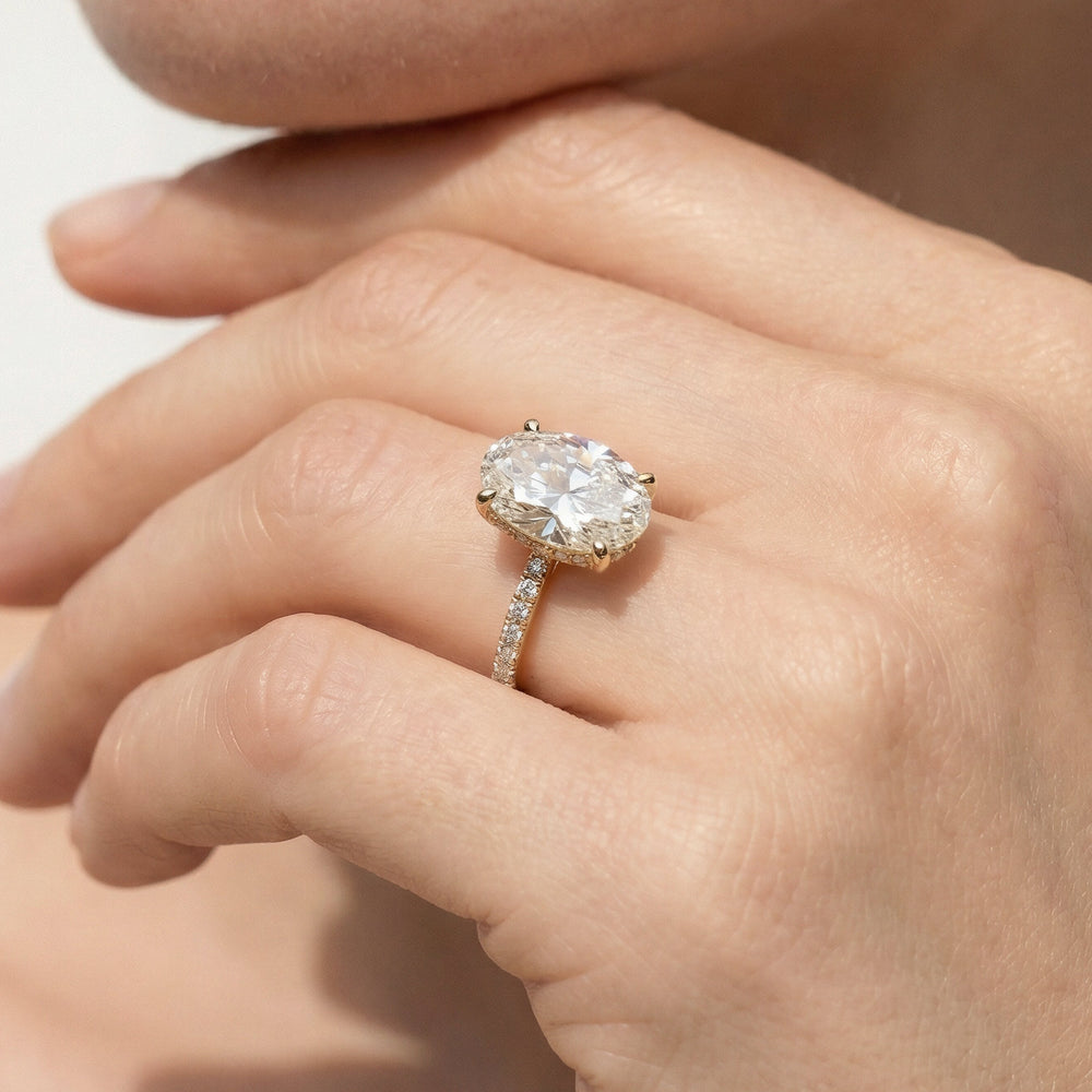 Round Cut Arc Hidden Halo Engagement Ring with Lab Grown Diamond in 14KT Platinum view 3
