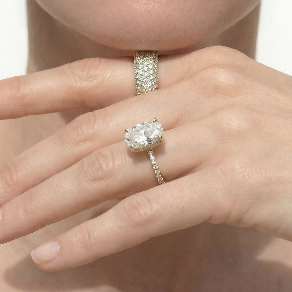 Round Cut Arc Hidden Halo Engagement Ring with Lab Grown Diamond in 14KT Platinum view 7
