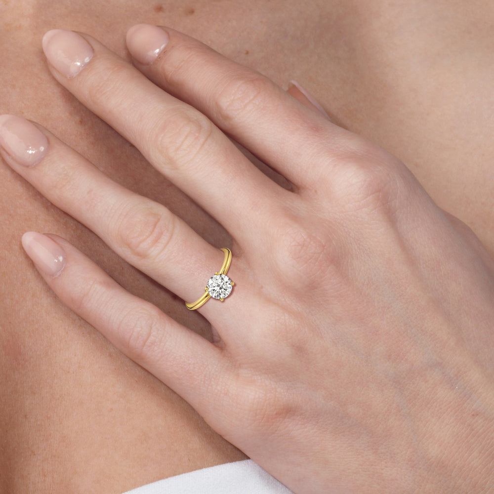 Model Wearing 3.10ct Oval Classic Four Prong Petite Comfort Fit Solitaire Engagement Ring view