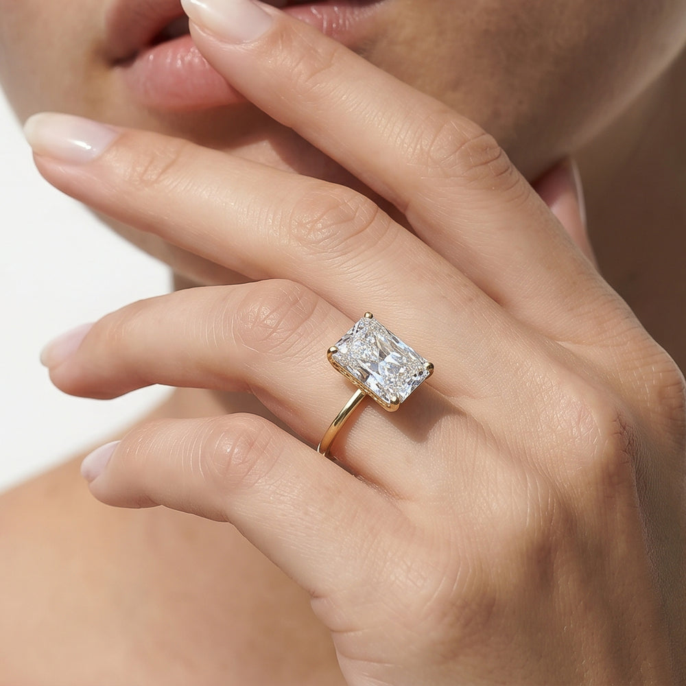 Tulip Basket Cathedral Classic Solitaire Engagement Ring with Cushion Cut Diamond in 14KT Platinum view 2

