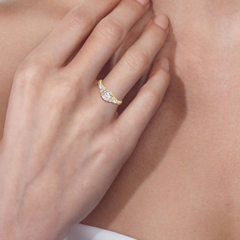 Model Wearing Trio Cluster Engagement Ring view