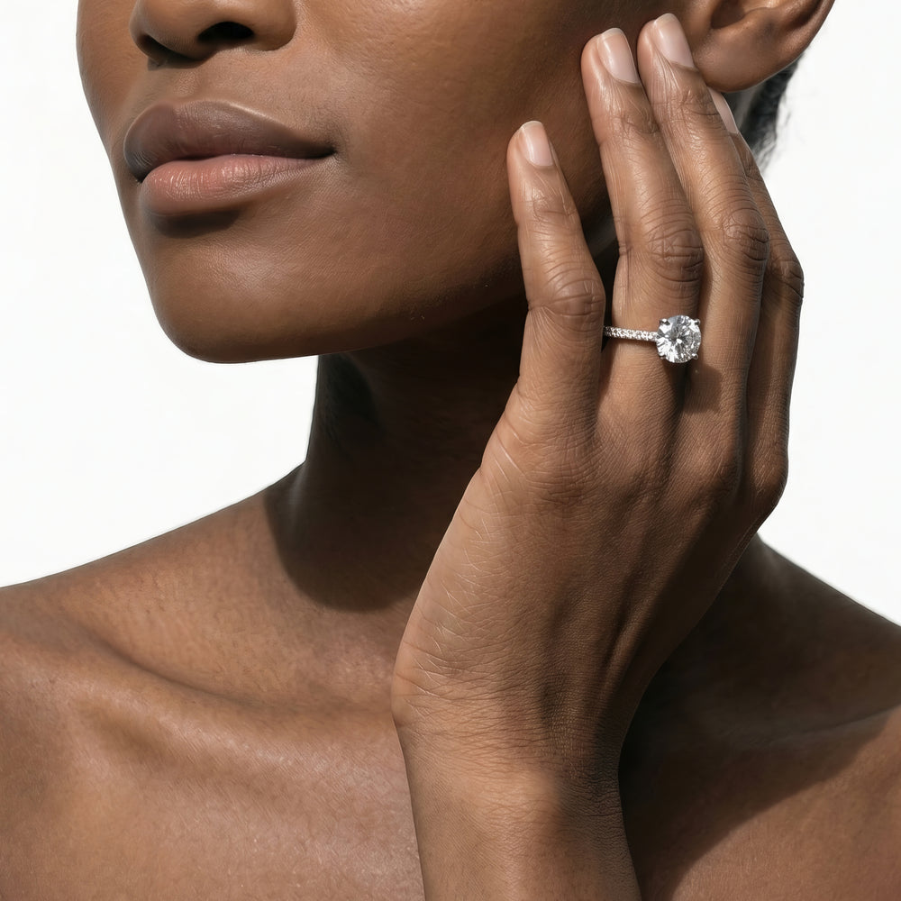 Ara Fine Hidden Halo Engagement Ring with Round Cut Diamond in 14KT Platinum view 2
