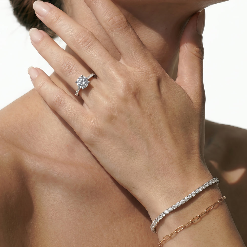 Ara Fine Hidden Halo Engagement Ring with Cushion Cut Diamond in 14KT Rose Gold view 3
