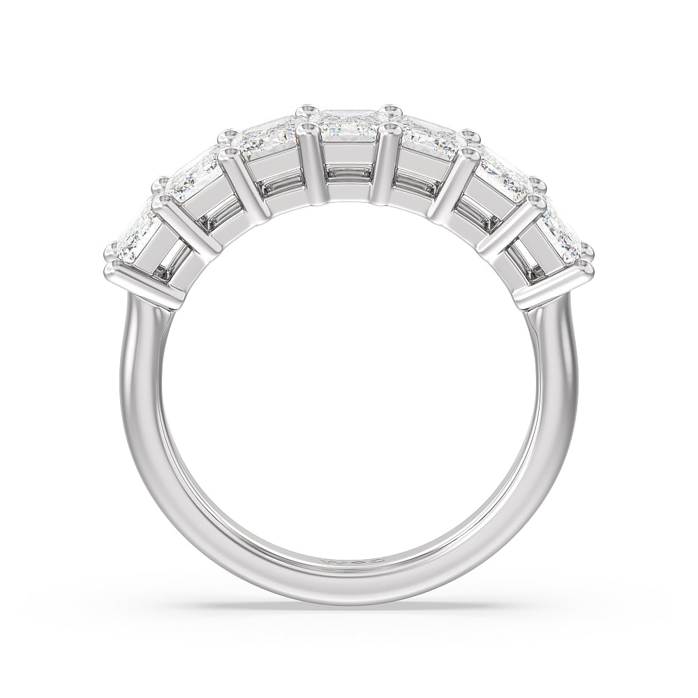 Seven Stone Emerald Cut Diamond Ring (E+ VS+) Size 7 with Platinum / Lab / 3 Cut Diamond in 14KT Platinum / Lab / 3 view 2
