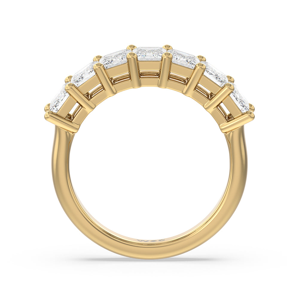 Seven Stone Emerald Cut Diamond Ring (E+ VS+) with 18KT Yellow Gold / Lab / 3 Cut Diamond in 14KT Yellow Gold / Lab / 3 view 2
