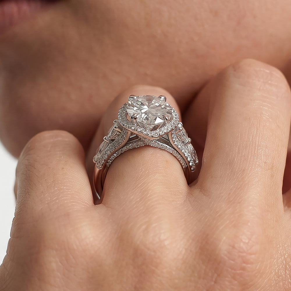 The Apollo Ring with Emerald Cut Diamond in 14KT White & Rose Gold view 3
