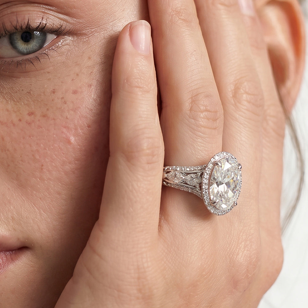 The Apollo Ring with Emerald Cut Diamond in 14KT White & Yellow Gold view 4
