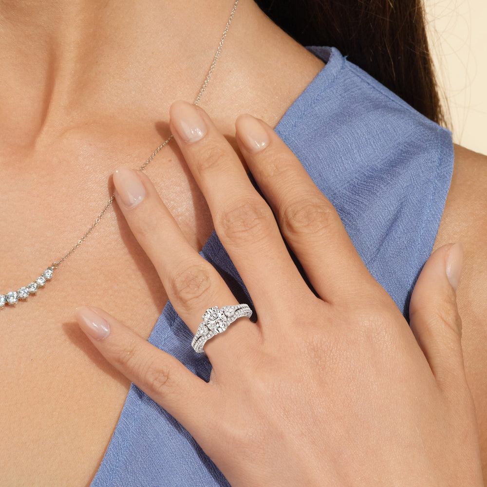 Model Wearing Galleria Ornate Vintage Engagement Ring view