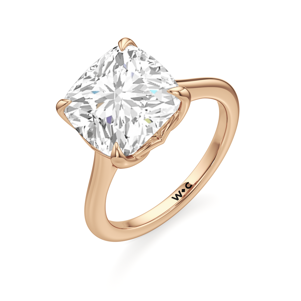 Cushion Cut Famed Tulip Cathedral Ring with Lab Grown Diamond in 14KT Rose Gold view 6
