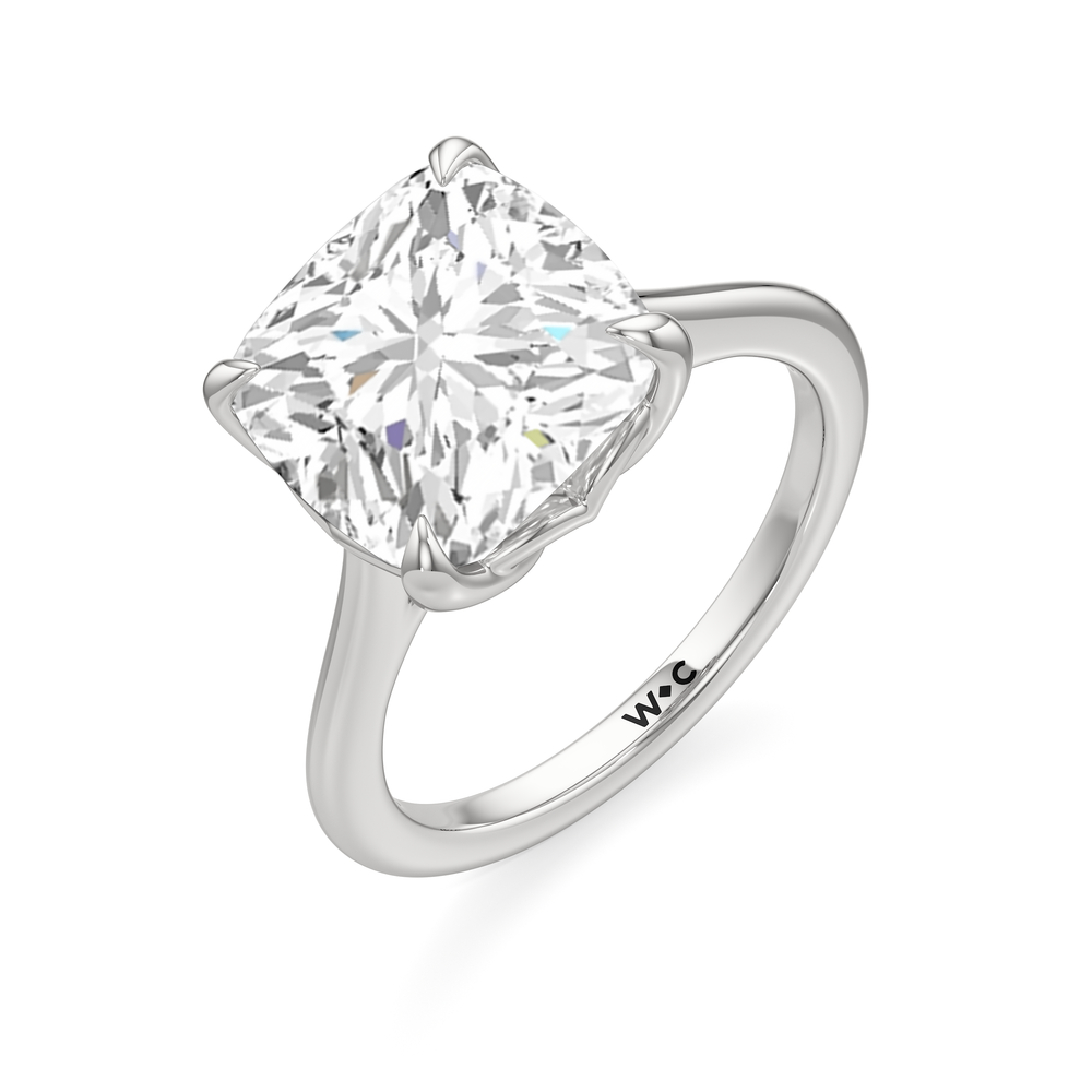 Cushion Cut Famed Tulip Cathedral Ring with Lab Grown Diamond in 14KT Platinum view 6
