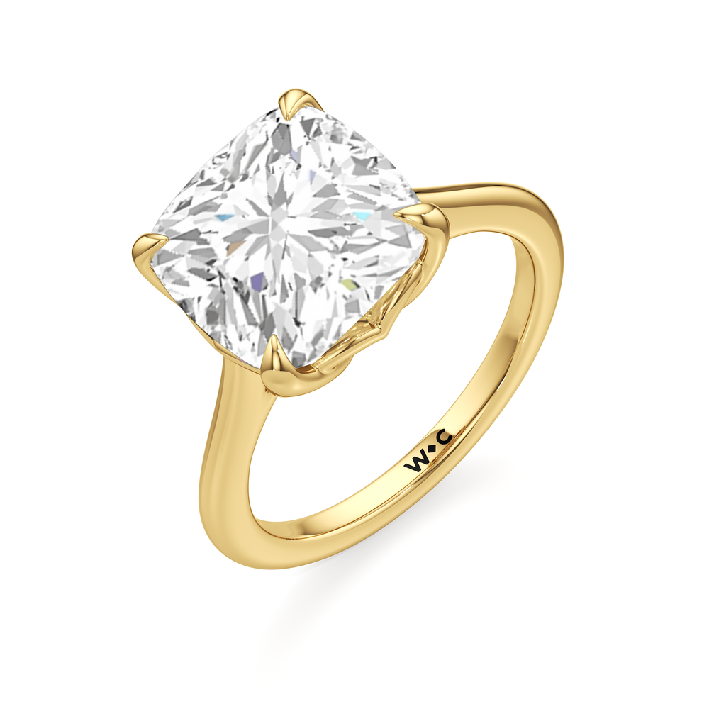 Cushion Cut Famed Tulip Cathedral Ring with Lab Grown Diamond in 14KT Yellow Gold view 6
