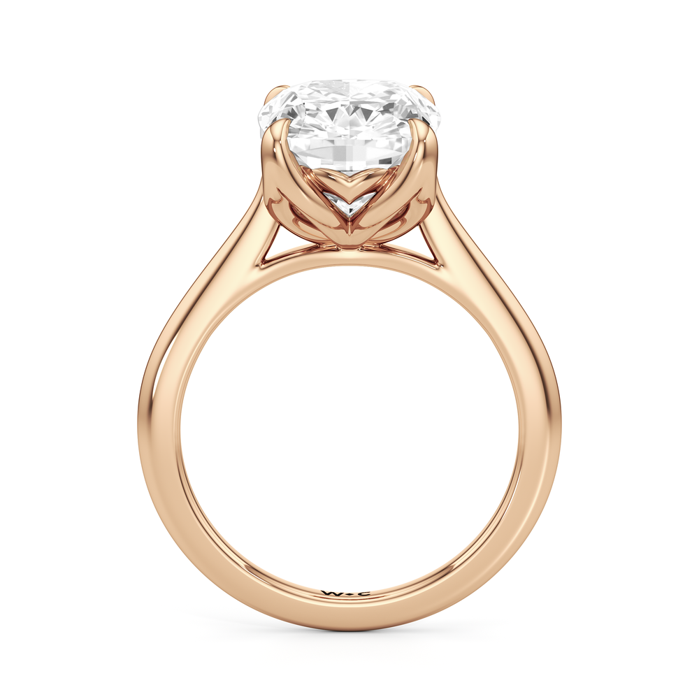 Elongated Cushion Cut Famed Tulip Cathedral Ring with Lab Grown Diamond in 14KT Rose Gold view 5
