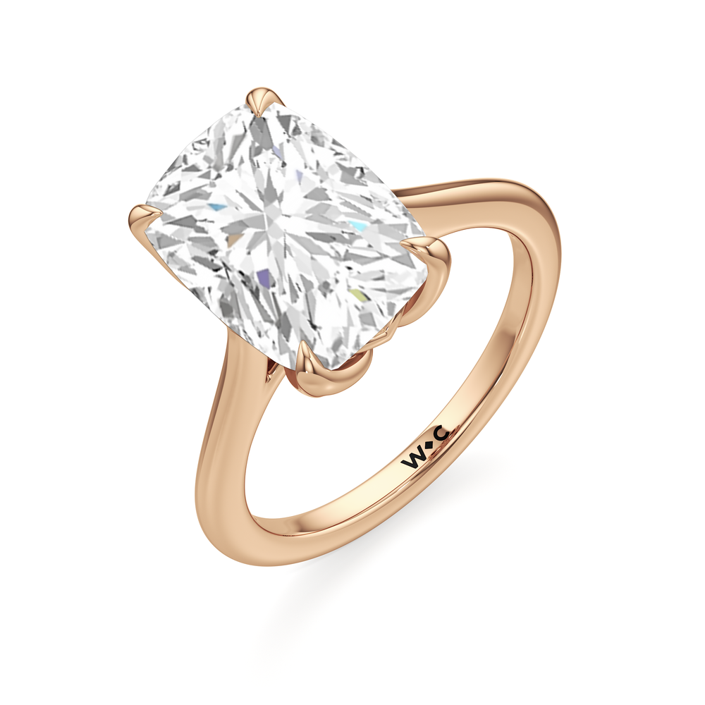Elongated Cushion Cut Famed Tulip Cathedral Ring with Lab Grown Diamond in 14KT Rose Gold view 6
