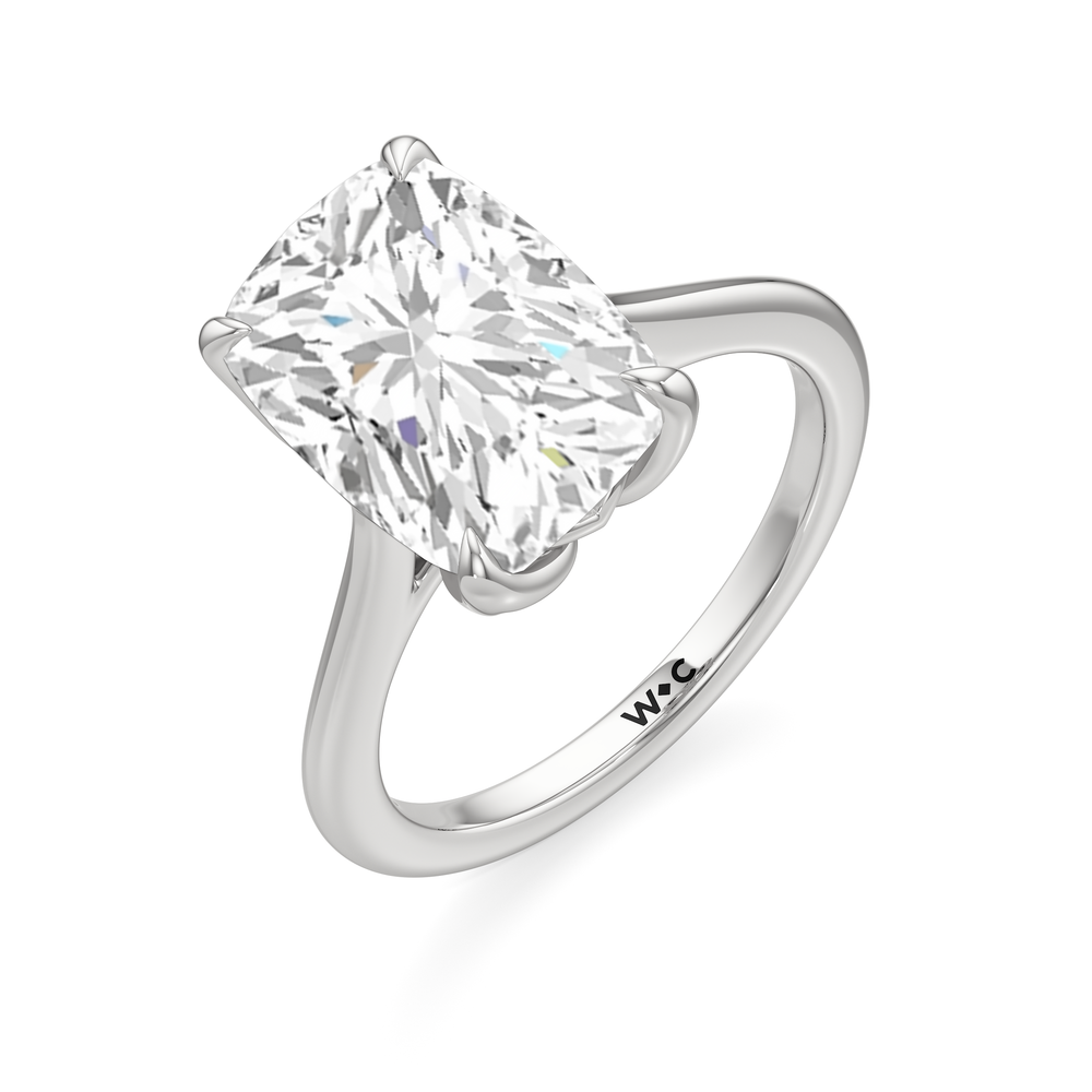Elongated Cushion Cut Famed Tulip Cathedral Ring with Lab Grown Diamond in 14KT Platinum view 6
