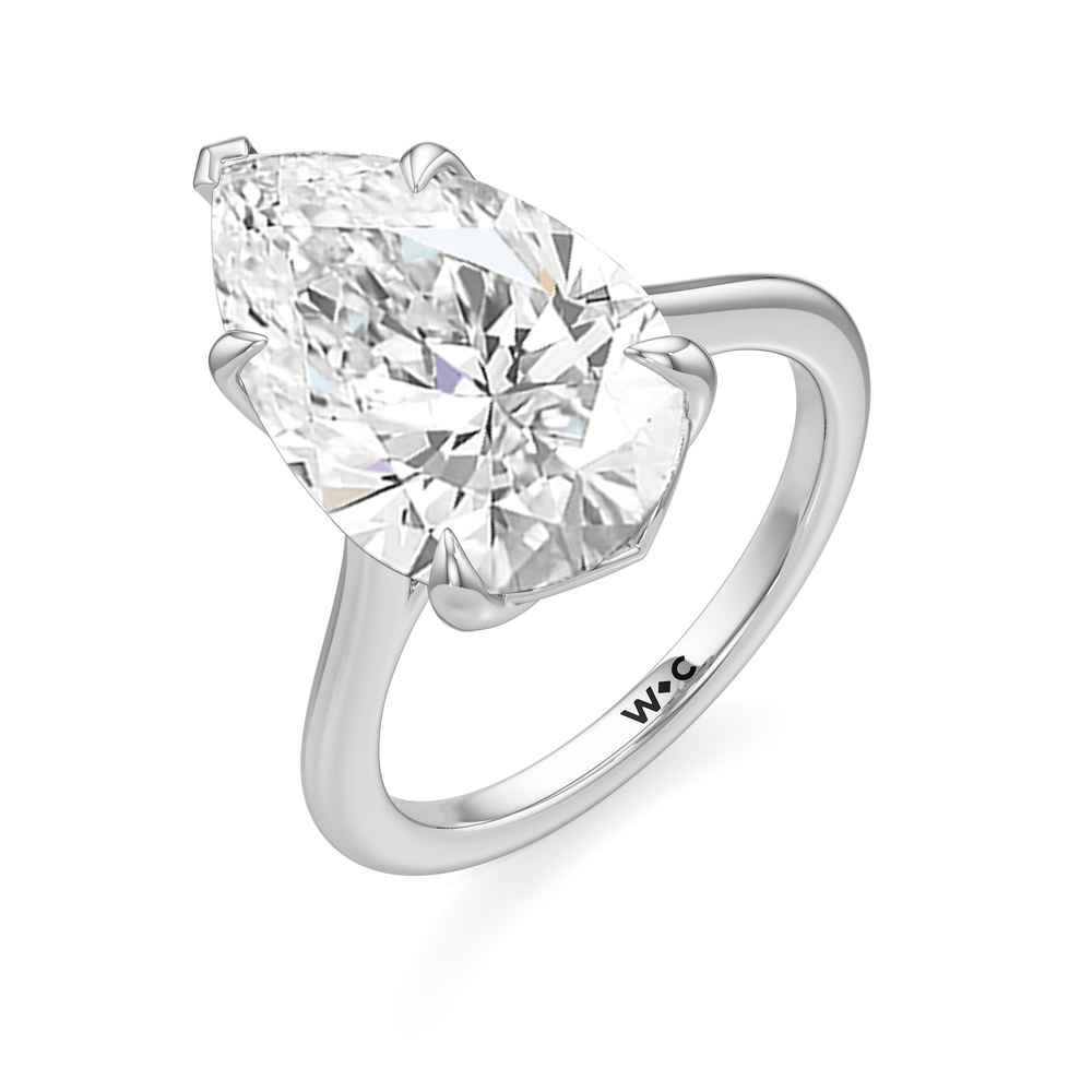 Pear Cut Famed Tulip Cathedral Ring with Lab Grown Diamond in 14KT Platinum view 6
