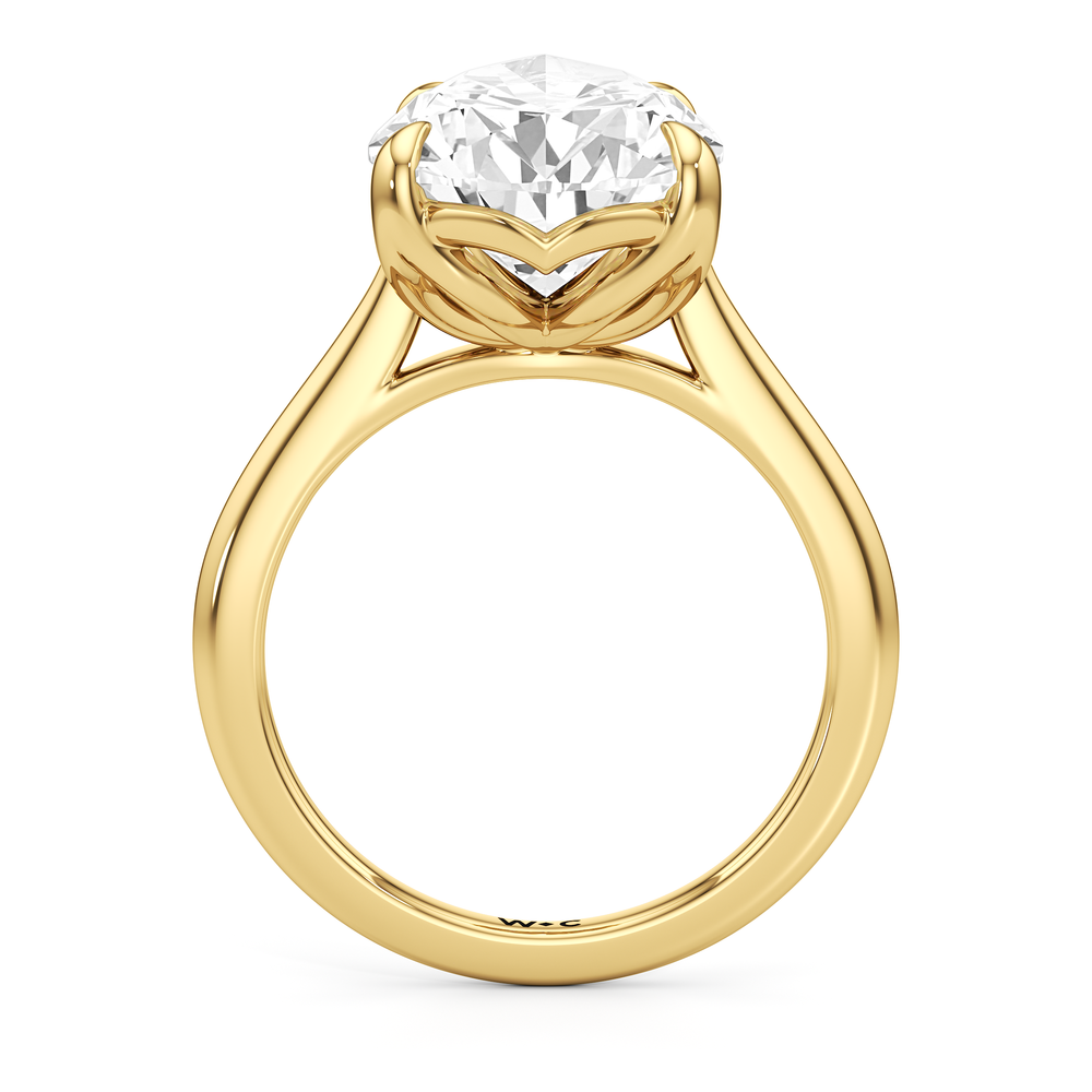 Pear Cut Famed Tulip Cathedral Ring with Lab Grown Diamond in 14KT Yellow Gold view 5
